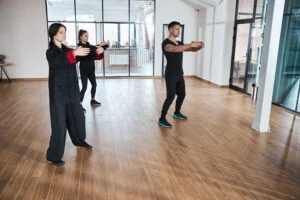 martial-arts-group-doing-qigong